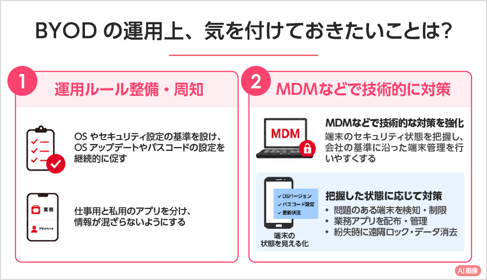 BYODの運用で気を付けておきたいことは? PC用イメージ画像