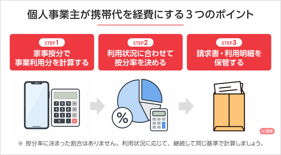 個人事業主が携帯代を経費にするには「家事按分」が必要　PC用イメージ画像