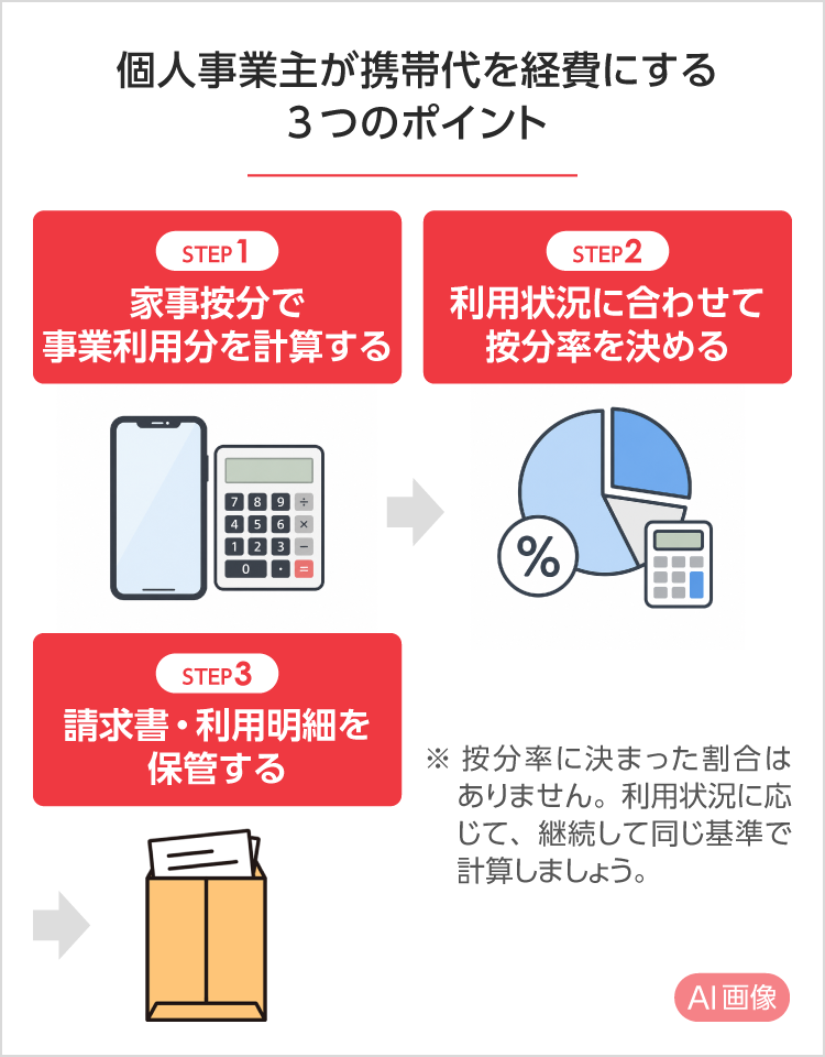 個人事業主が携帯代を経費にするには「家事按分」が必要 SP用イメージ画像