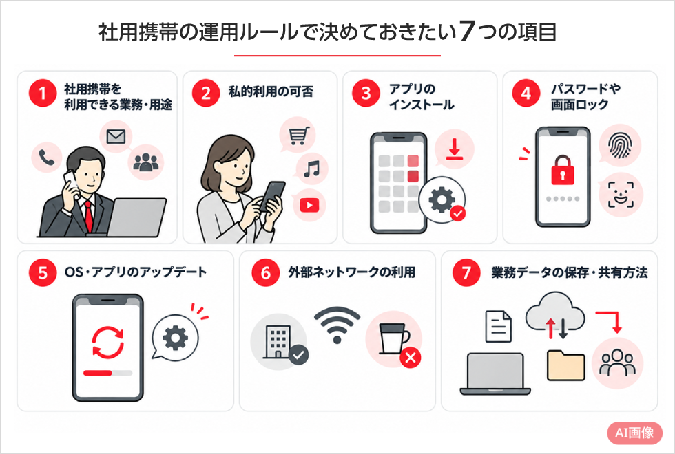 社用携帯の運用ルールで決めておきたい7つの項目 PC用イメージ画像