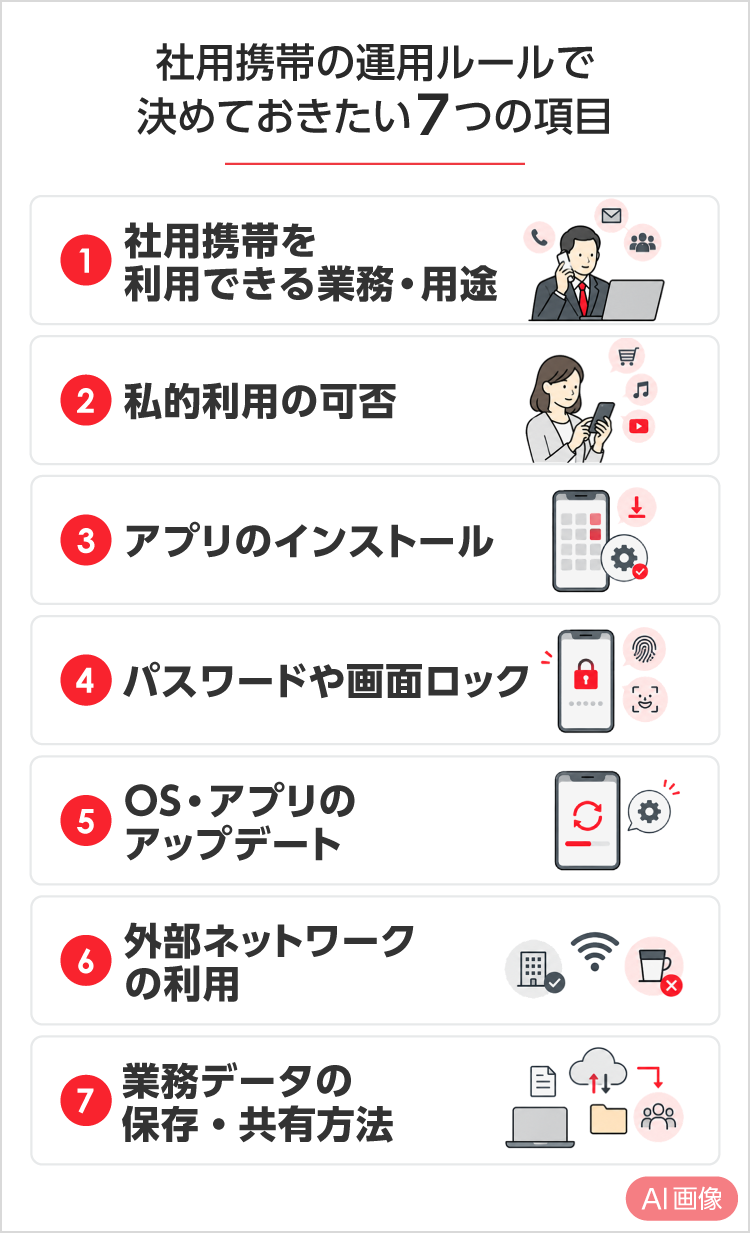 社用携帯の運用ルールで決めておきたい7つの項目 SP用イメージ画像
