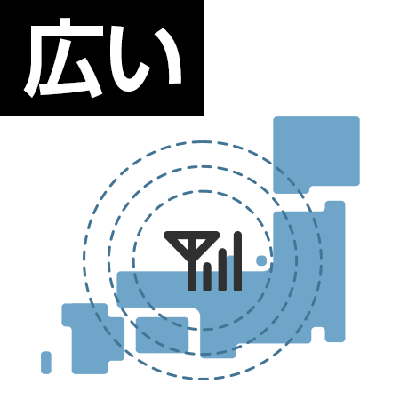 日本全体に電波が届いているイメージのイラスト