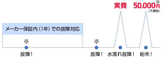 レンタル保守パック N未加入の場合のグラフイメージ