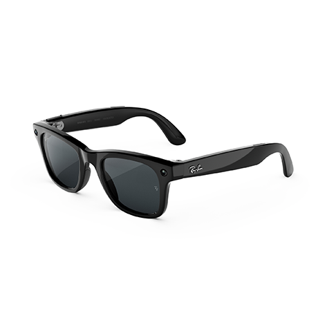 Ray-Ban Meta Wayfarer (Gen 3) Ray-Ban シャイニーブラックのスマートグラス、Transitionsグレーレンズを斜め前から｜Y!mobile（ワイモバイル）