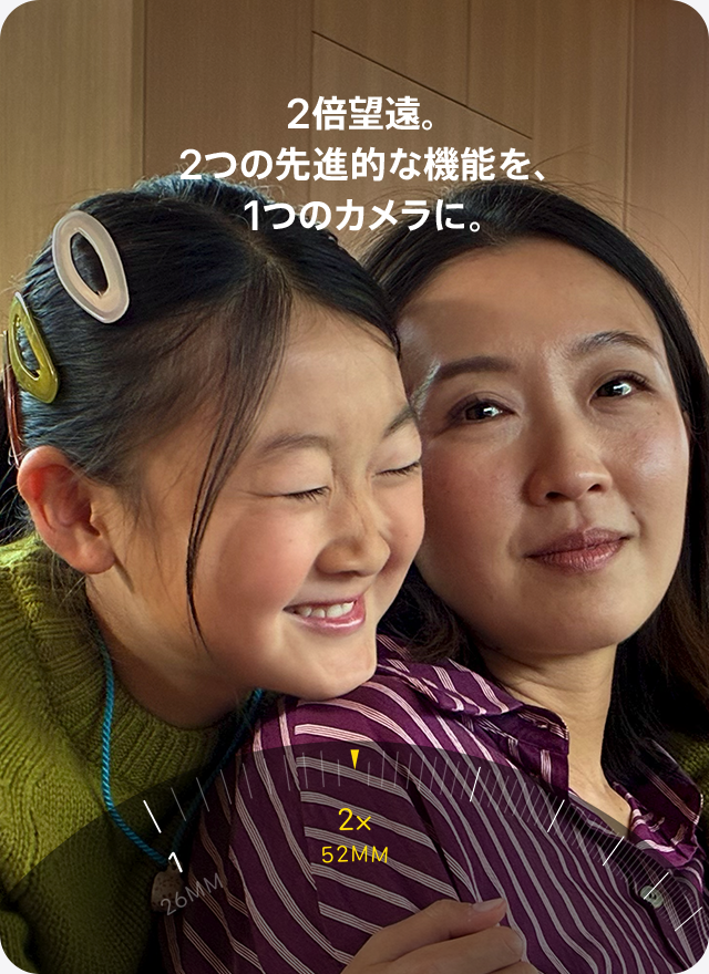 2倍望遠。2つの先進的な機能を、1つのカメラに。