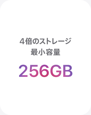 4倍のストレージ最小容量256GB