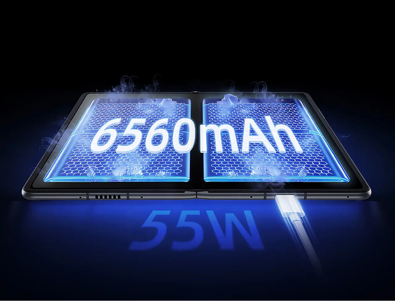 6560ｍAh大容量バッテリー 55W急速充電を対応