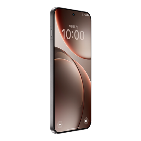 OPPO Find X9 チタニウムグレー SIMフリースマートフォン （斜め前から見たフロントディスプレイ）| Y!mobile（ワイモバイル）