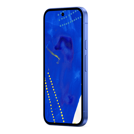 Google Pixel 10a Google Isai Blue スマホ（斜め前から見たフロントディスプレイ） | Y!mobile（ワイモバイル）
