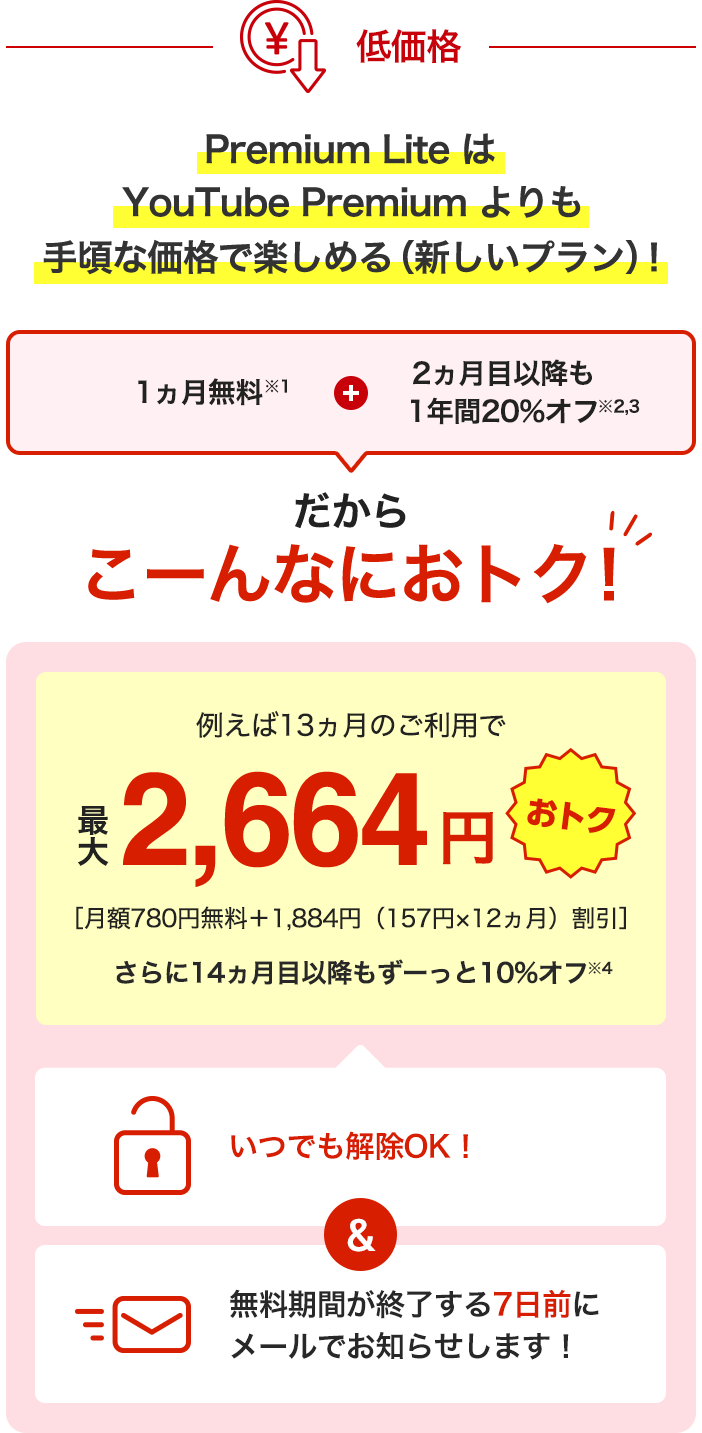 Premium LiteはYouTube Premium よりも手頃な価格で楽しめる（新しいプラン）!