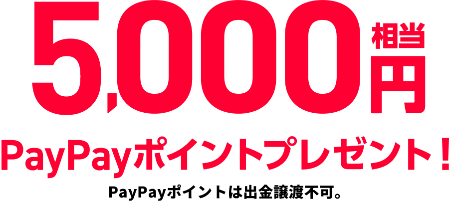 5,000円相当PayPayポイントプレゼント！