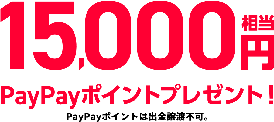 15,000円相当PayPayポイントプレゼント！