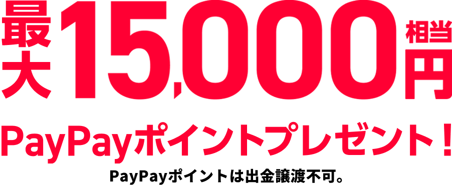 15,000円相当PayPayポイントプレゼント！