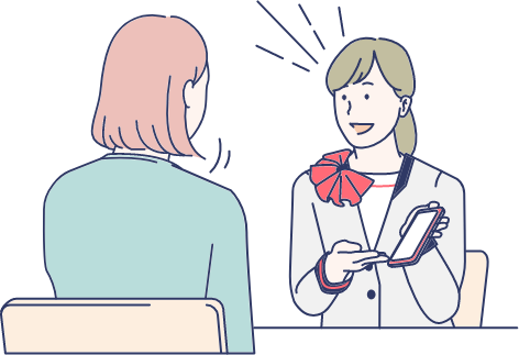 店頭で説明をするイラスト