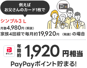 例えばお父さんのカード1枚で