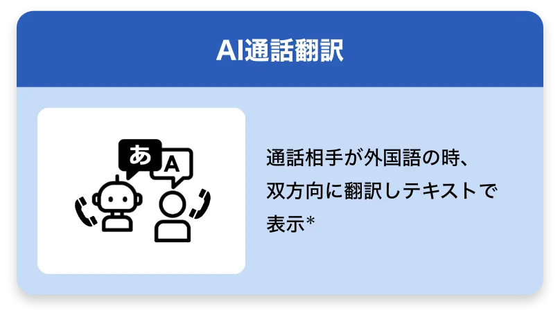 AI通話翻訳 通話相手が外国語の時、双方向に翻訳しテキストで表示