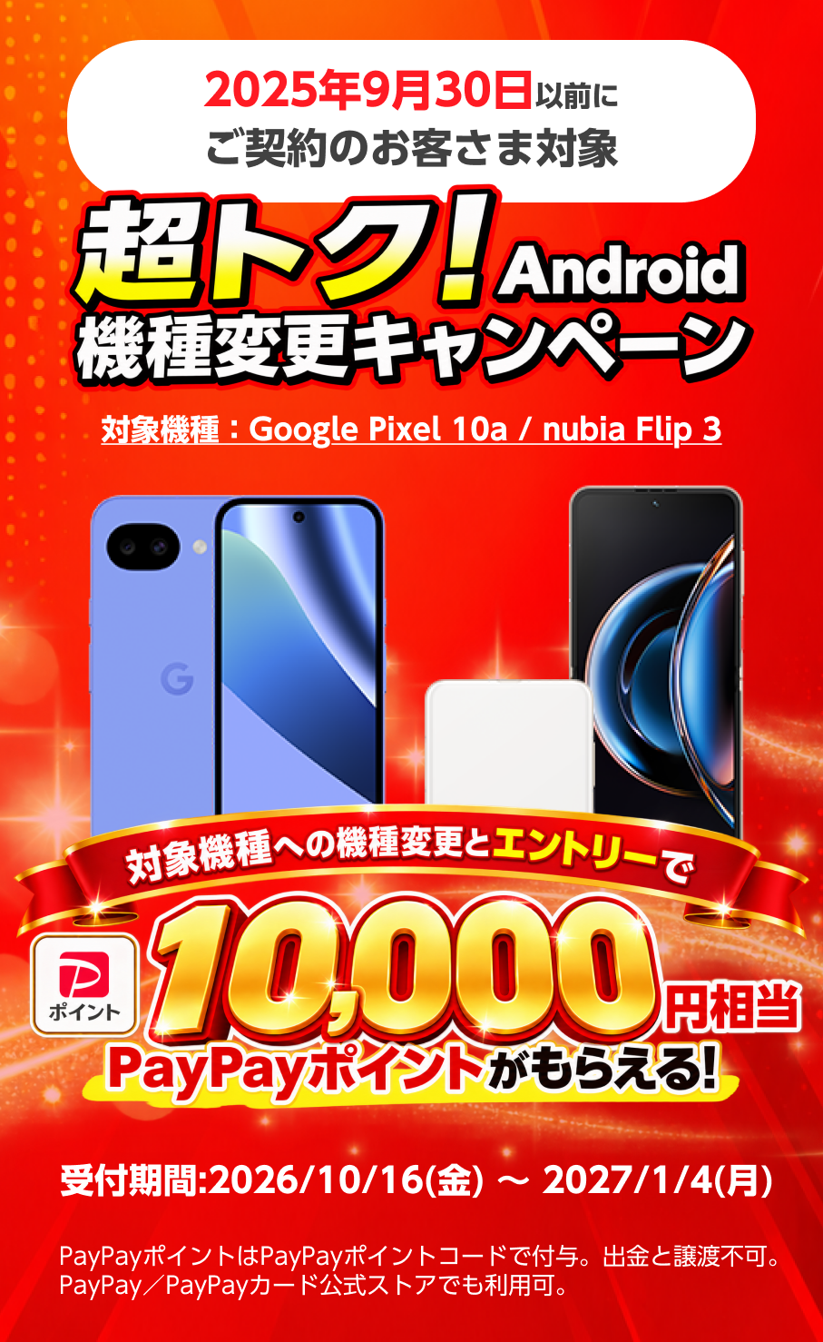 キャンペーン特典PayPayポイント 10,000円相当がもらえる！