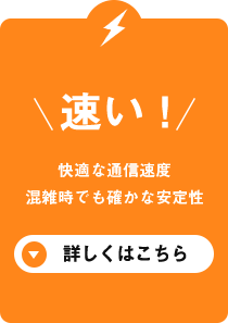 速い! 快適な通信速度 混雑時でも確かな安定性