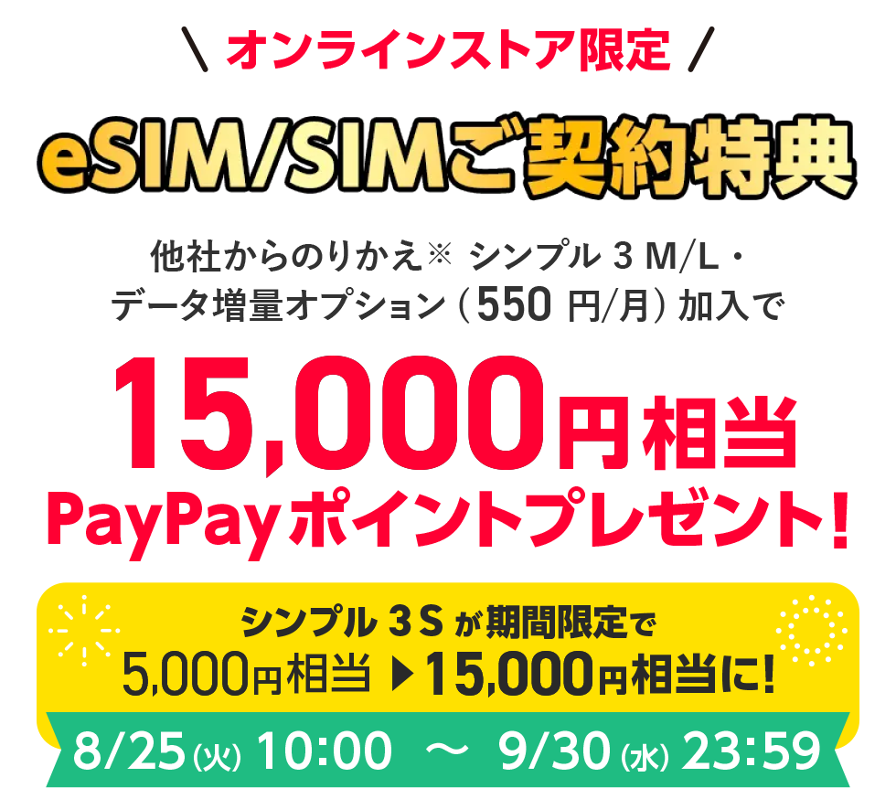 オンラインストア限定 eSIM/SIMご契約特典
