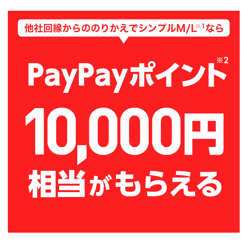 PayPayポイント10,000円相当がもらえる