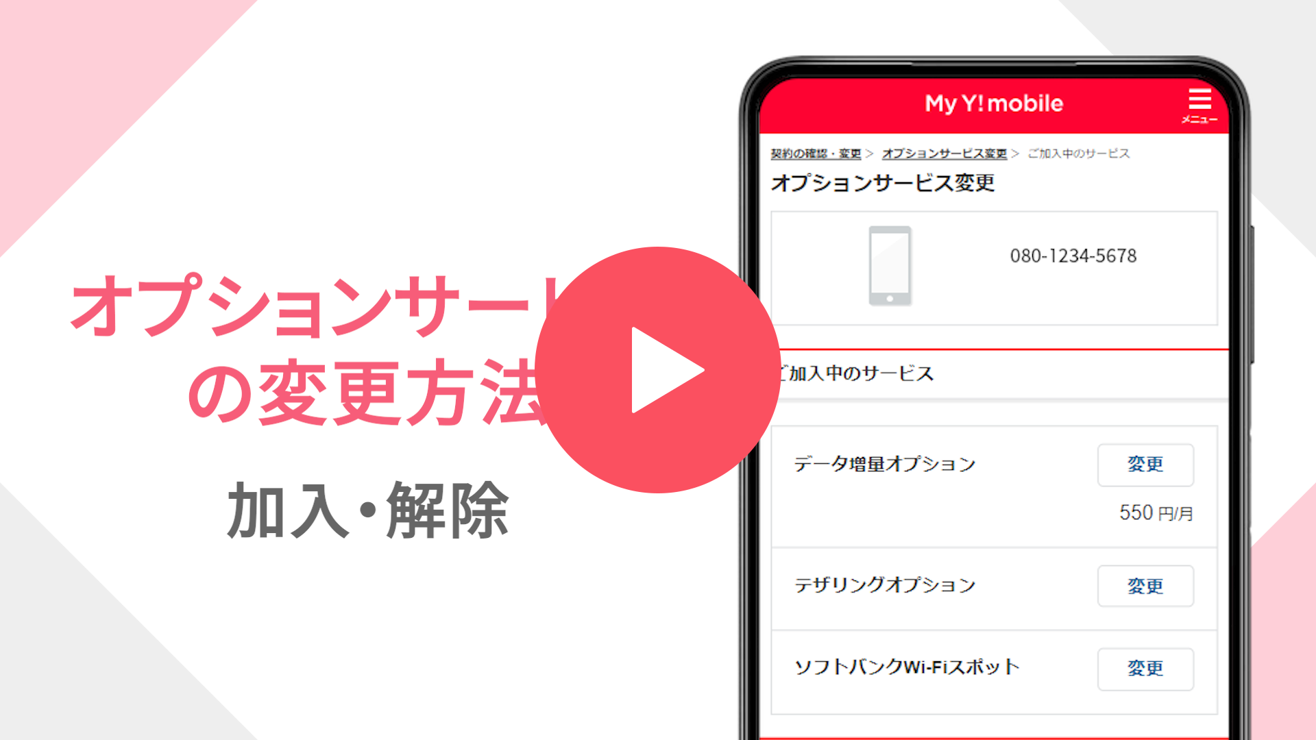 オプションサービスの変更方法 加入・解除